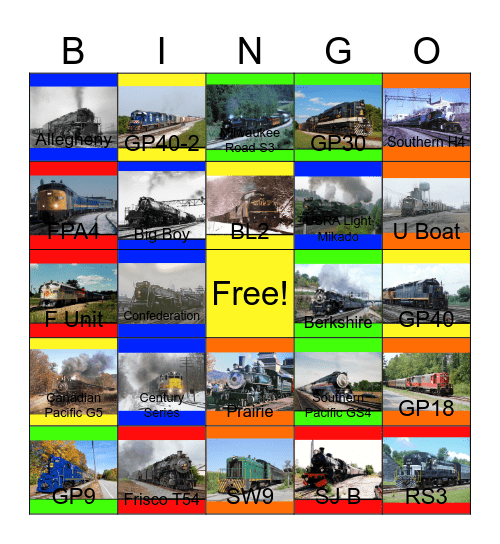 Canadian National and other Railroads in the East Coast that I would like to take photographs with Carmen one day Bingo Card