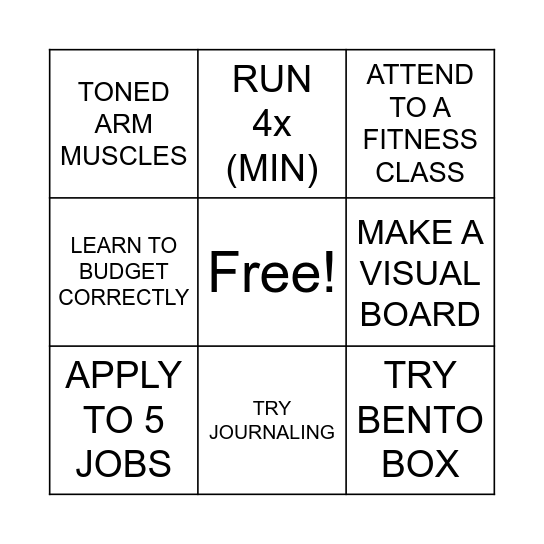 JANUARY Bingo Card