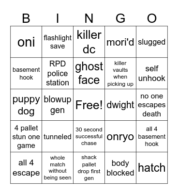 DBD BINGO Card