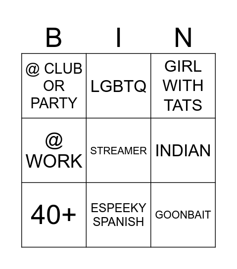 TIKTOK LIVE BINGO Card