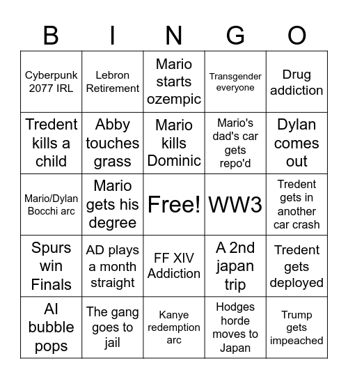 2026 Bingo Card