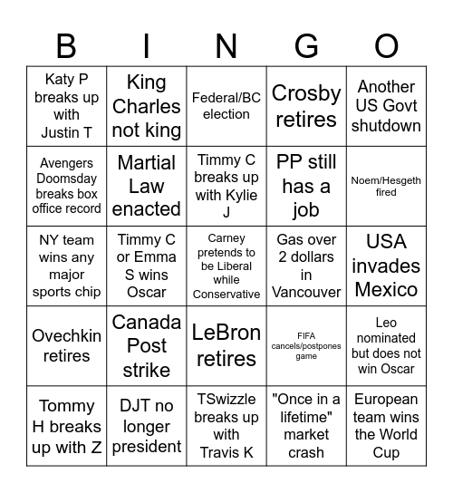 2026 Bingo Card