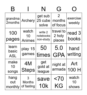 2026 Bingo Card