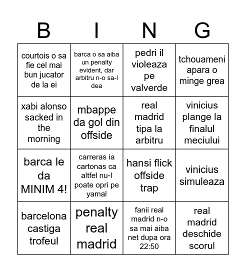 Bingo barca vs. mafia uefa Bingo Card