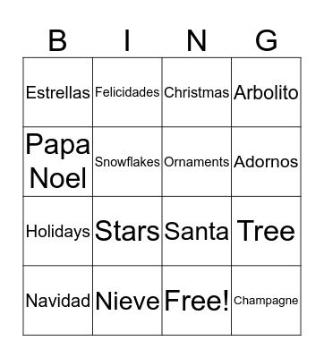 Happy Holidays Bingo Card