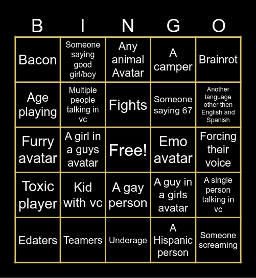 mm2 server hops Bingo Card
