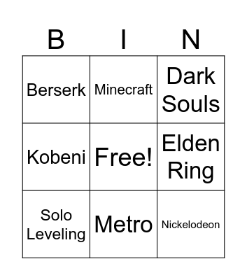 Hard Wintercon Bingo Card