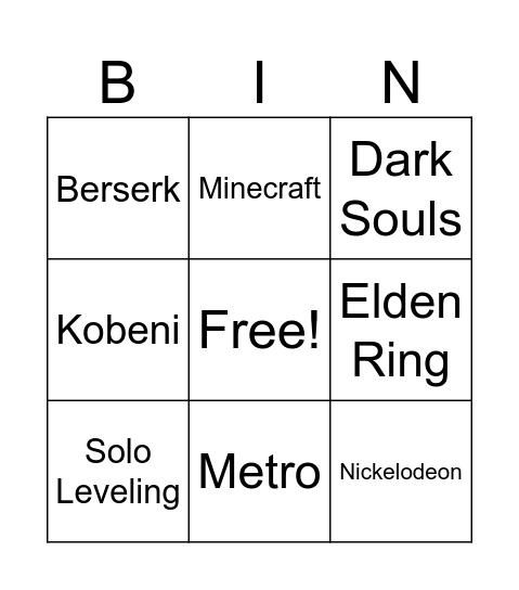 Hard Wintercon Bingo Card