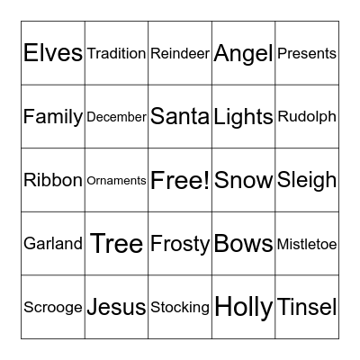 Christmas Bingo! Bingo Card