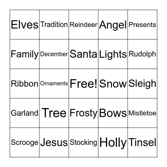 Christmas Bingo! Bingo Card