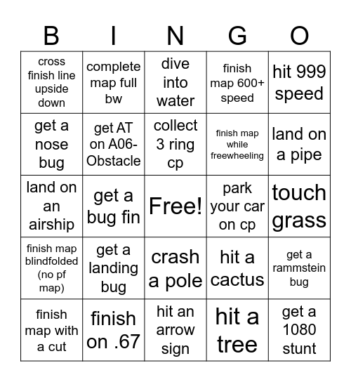 TMNF Bingo Card