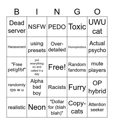 Gacha Online Bingo Card