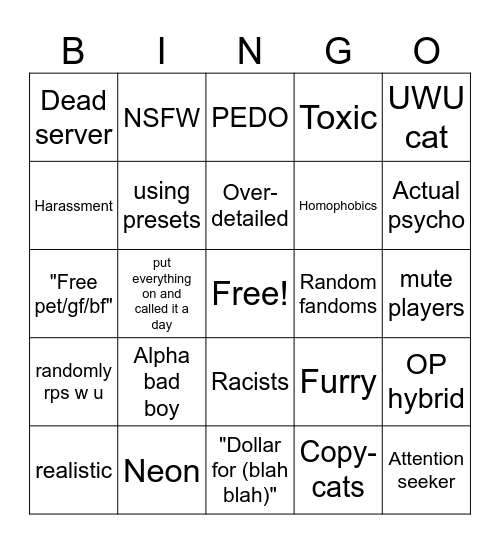 Gacha Online Bingo Card