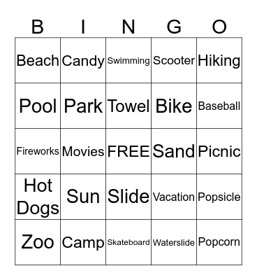 SUMMERTIME Bingo Card