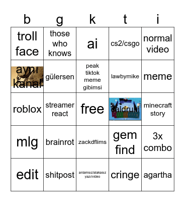 tavu Bingo Card