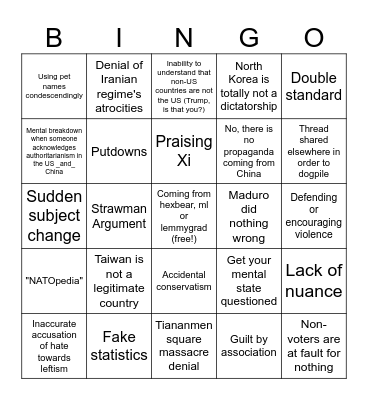 Tankie bingo Card