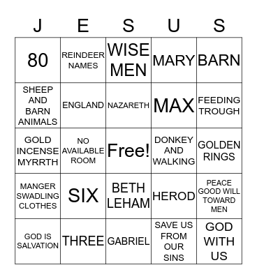 CHRISTMAS 2016 Bingo Card