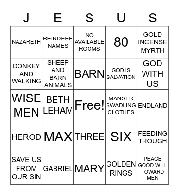 CHRISTMAS 2016 Bingo Card
