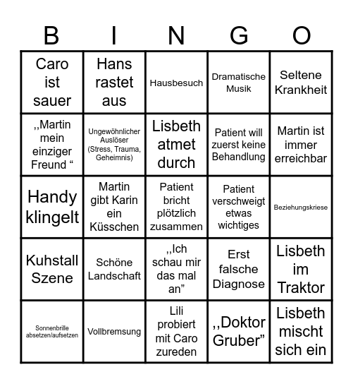 Bergdoktor Bingo Card
