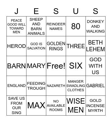 CHRISTMAS 2016 Bingo Card