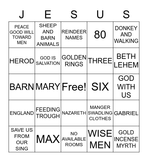 CHRISTMAS 2016 Bingo Card