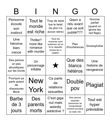 Frieda McFadden Bingo Card