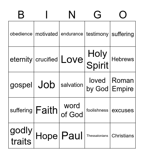 Pastor Bingo Card