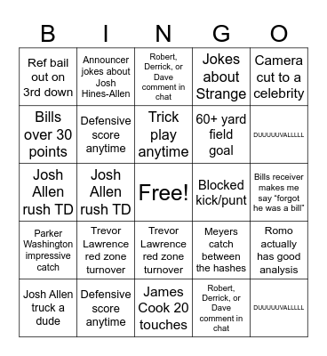 Wild Card Bingo Card