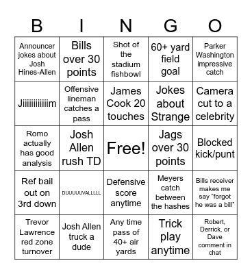 Wild Card Bingo Card