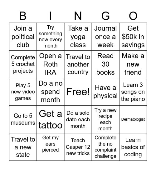 2026 Bingo Card