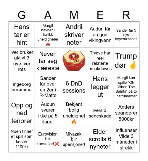 Bingo bois 2026 Bingo Card