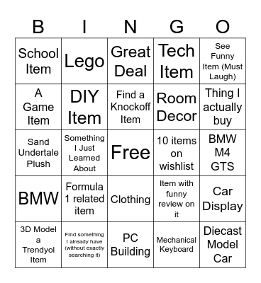 Trendyol Wishlist Bingo Card