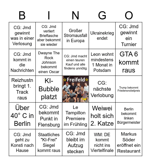 Coole Gruppe BINGO 2026 Bingo Card