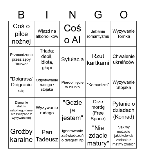 Regina Bingo Card