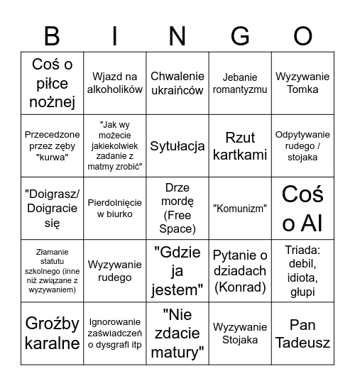 Regina Bingo Card
