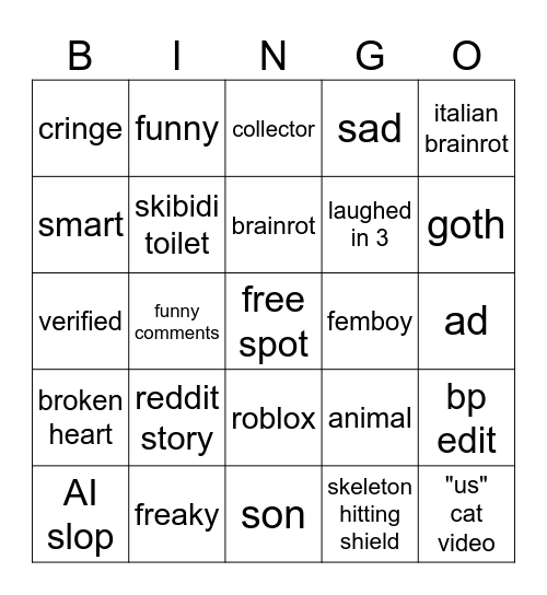 tiktok bingo Card