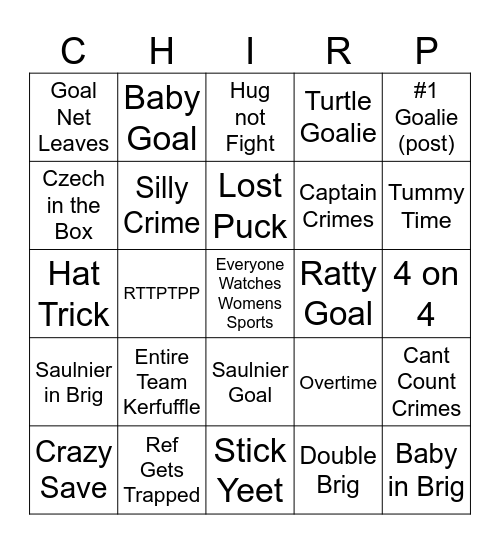Fleet v Charge Bingo Card