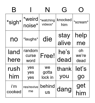 Fortnite Bingo Card