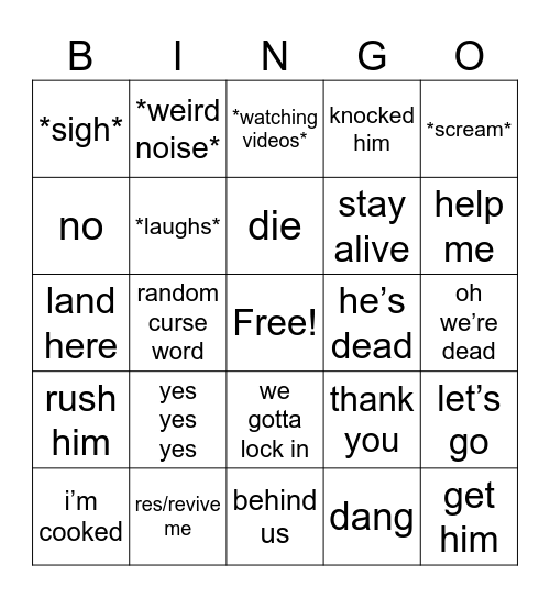 Fortnite Bingo Card