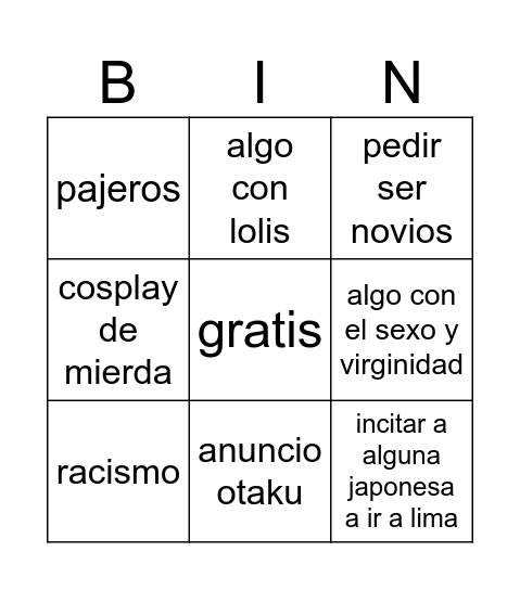 otakus peru Bingo Card