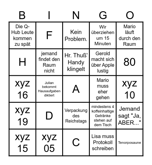 Jürgens 80 Bingo Card