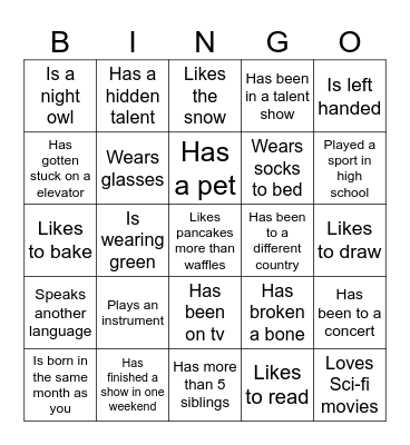 Find Someone Who… Bingo Card