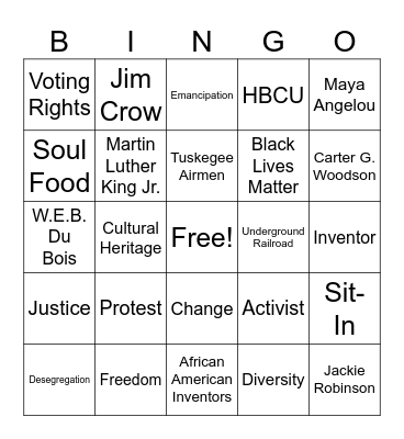 BHM BINGO Card