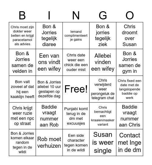 Bon & Jorries bingo 2026 Bingo Card