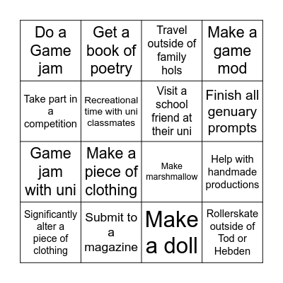 2026 New Year Bingo Card