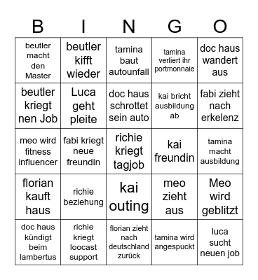 Bois Bingo Card