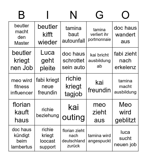 Bois Bingo Card