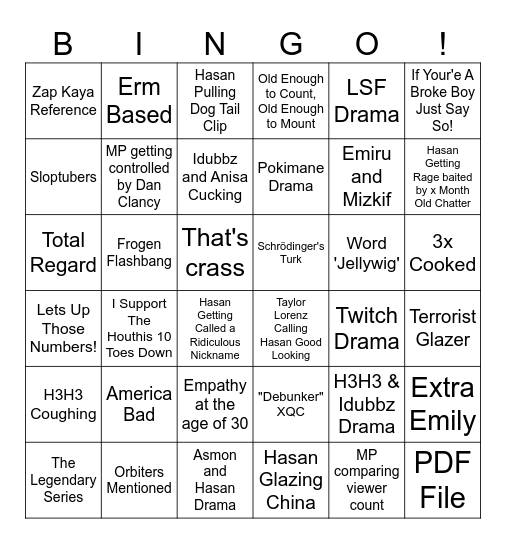 More Pegasus Bingo Card