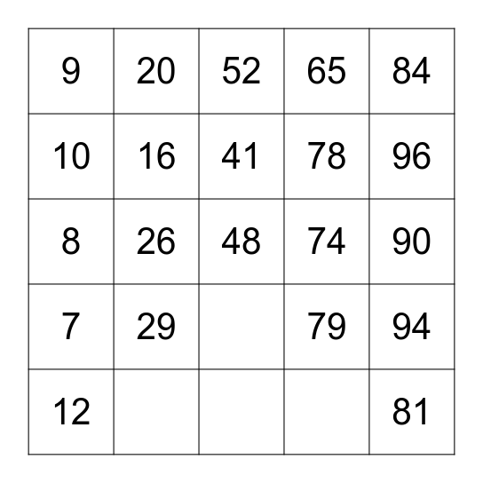Музыкальное Лото Bingo Card