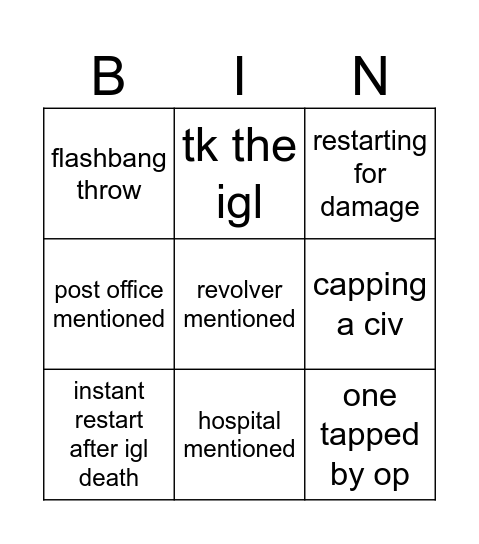 Ready or Not Bingo Card